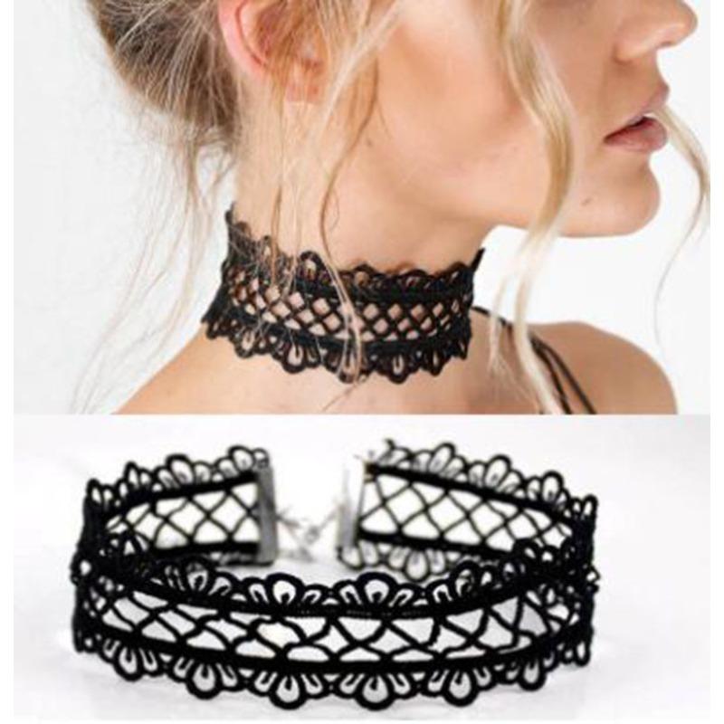 European and American Gothic style, lace necklace, collarbone chain, female choker, minimalist necklace, black punk accessory, collar, neckband