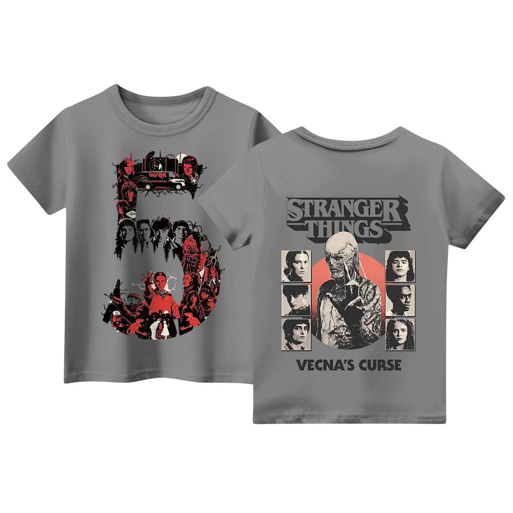 Children's Short Sleeve Tops Casual Print T Shirt Round Neck Pullover Blouse