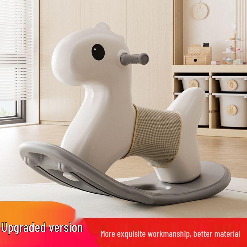 Two-in-One Wooden Rocking and Roller Horse for Infants - Anti-Tip Sensory Toy for First Birthday