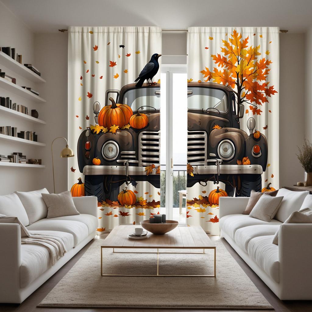 Set Of 2 Hd Digital American Small Yellow Flower Print Curtains Home Decorating Style Living Room Bedroom Rodding Cur Curtain For Area Made Polyester