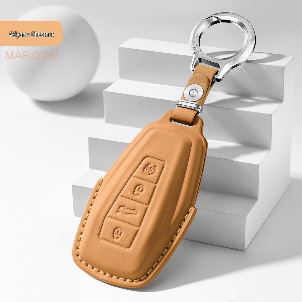 Premium Cowhide Key Cover for Geely Panda - Unisex Interior Accessory