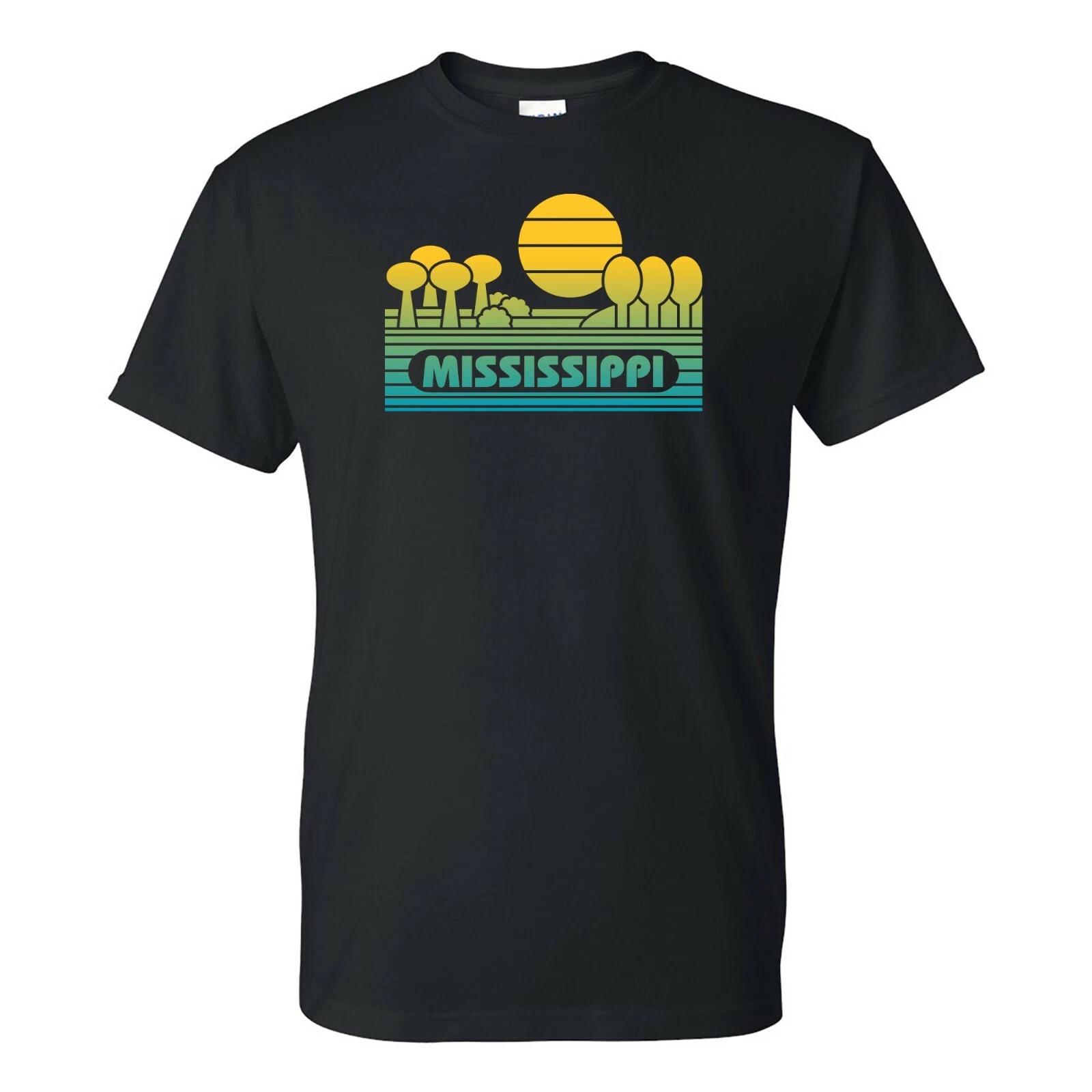 Mississippi Groovy Sunset - Landscape Vacation Home State T Shirt - Black S