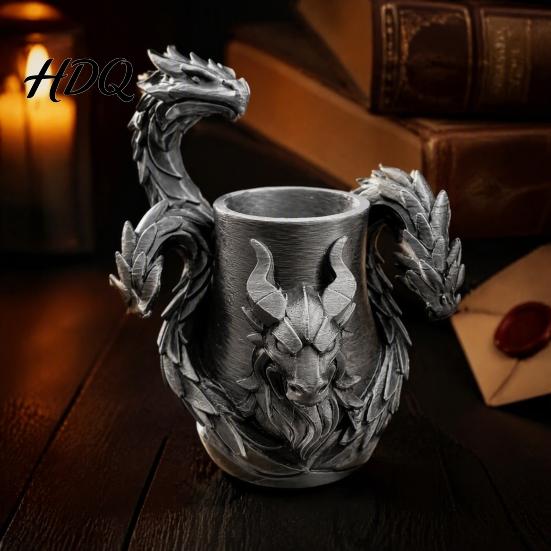 Creative Birthday Gifts for Boys Three-Headed Dragon Pen Holder 3D Printed Fantasy Desk Organizer Unique E-sports Room Accessories Realistic