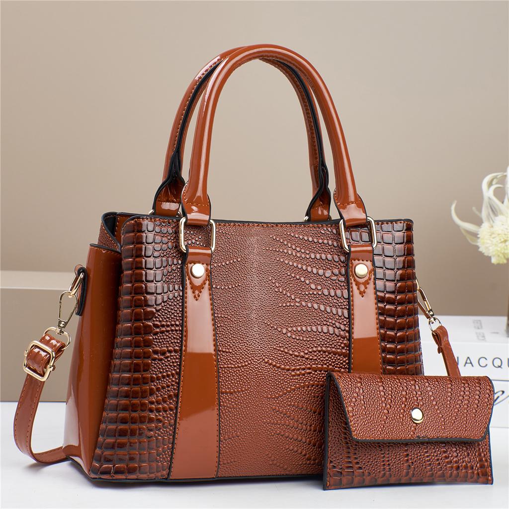 Women's bag large capacity 2026 new women's bag crocodile pattern large capacity simple casual two-piece women's bag