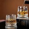 Rotating Whisky Glasses with Glass Base 360 Rotate Degrees Crystal Rum Glass for Cocktail Party Drinking
