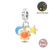 Timeless Genuine Copper Color Zircon Luminous Star Chart Sun Moon Decorative Charms Bead Elements Suitable For 3Mm Authentic Bracelets Jewelry