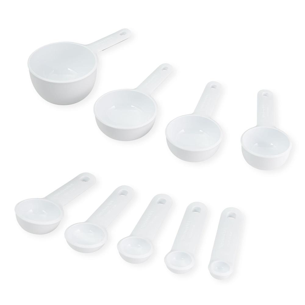 

9 Piece Measuring Cups and Spoon Set Essential Kitchen Tools Soft Grip Easy Read Dishwasher Safe Dry and Wet Ingredients United States