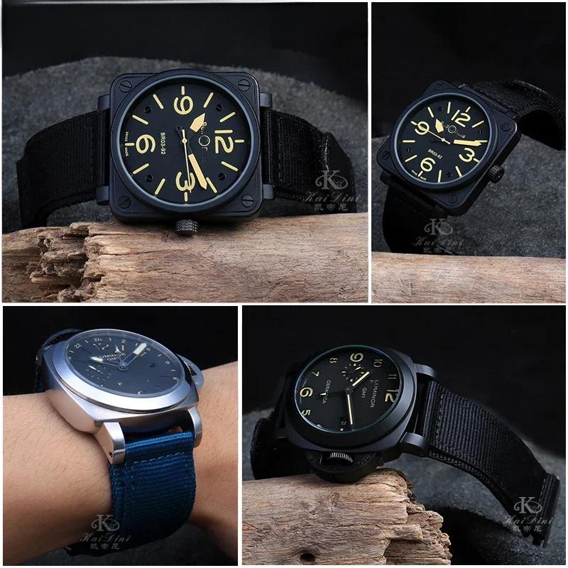 Suitable for Panerai Bell & Ross Nylon Strap hook and loop BR Watch Band Rough Outdoor 24mm 22mm