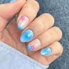 24Pcs Shining Oval Shape Blue Artificial Nail Safe Material For Sensitive Skin And Quick Application
