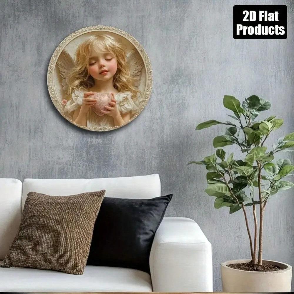 Vintage Shy Angel Metal Sign Gold Wings Retro Wall Decor Home Bar Kitchen