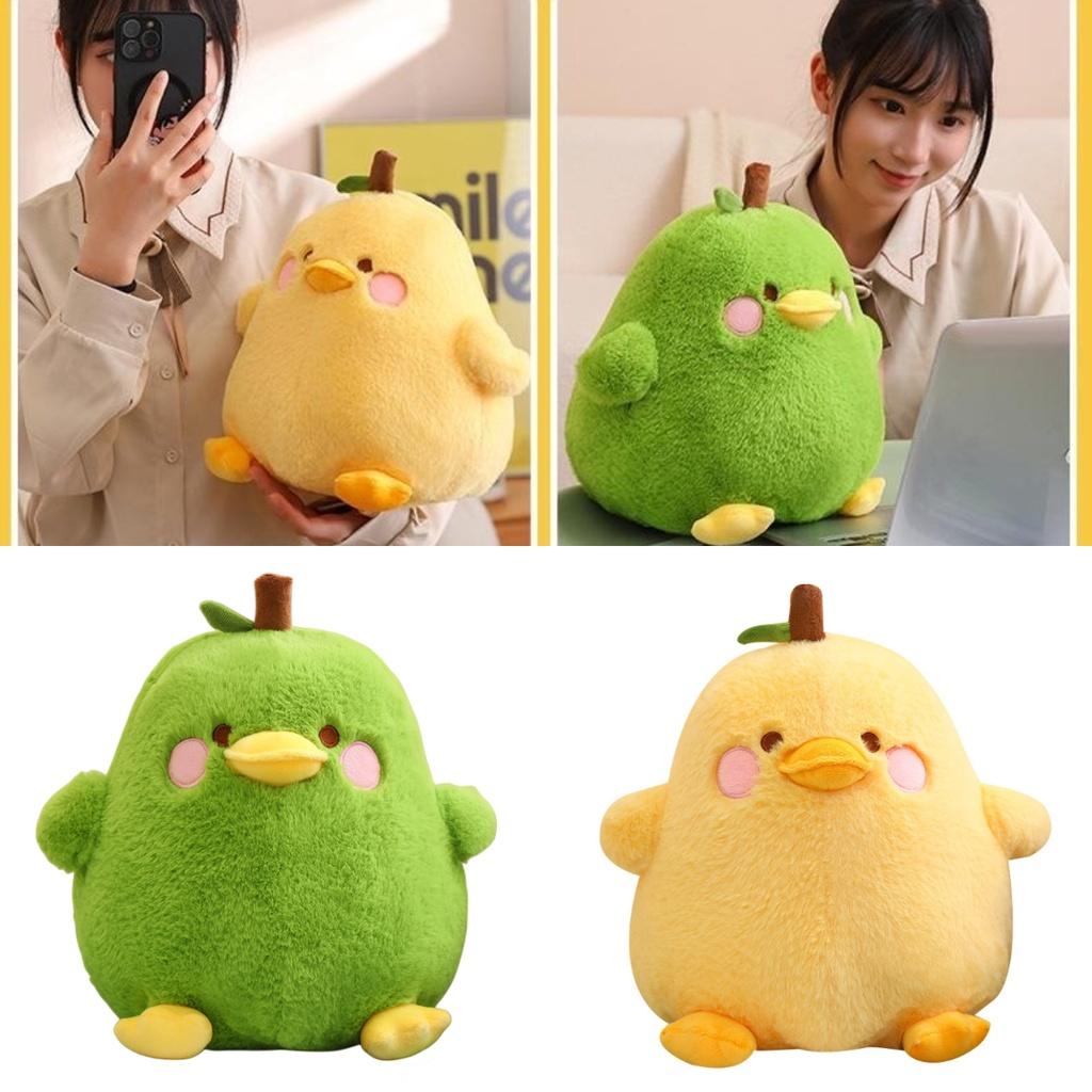 Funny Duck-shaped Plush Toy Pillow For Stress Relief Yellow And Green Pear Duck Design 20cm/30cm/40cm