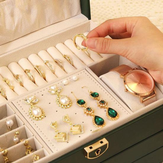 Šperkovnice z umělé kůže Třívrstvá Velkokapacitní Stojan na šperky Multifunkční Organizér na náušnice Náhrdelníky Náramky Prsteny Kontejner Pouzdro