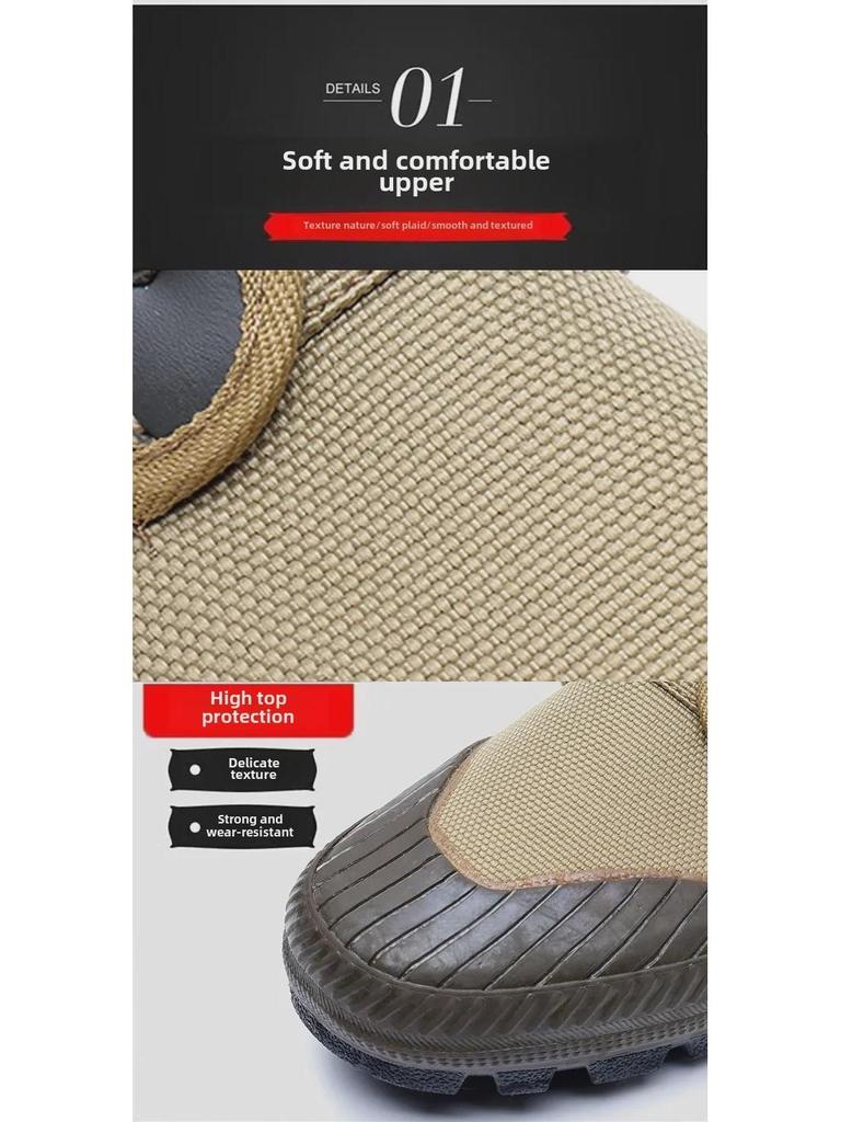 Pantofi de lucru pentru bărbați cu gleznă înaltă, rezistenți la uzură, antiderapanți, pentru primăvară și toamnă - Pantofi de cauciuc de construcție pentru exterior, stil nou