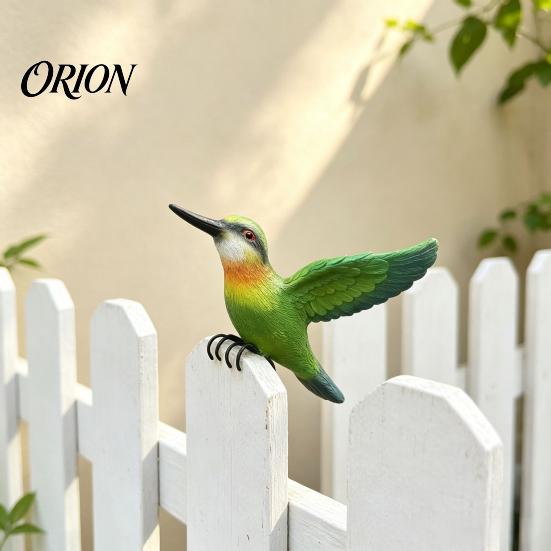 Weather Resistant Statue Resin Hummingbird Figurine, Clip?on Bird for Fence, Flower Pot Tree Garden Landscaping Accessory Branch, Realistic