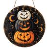 2D Flat, 1pc Round Aluminum Hanging Sign, Halloween Wall Decor-Retro Pumpkin Magic Night Metal Art with Glowing Pumpkin Lanterns, Bats And