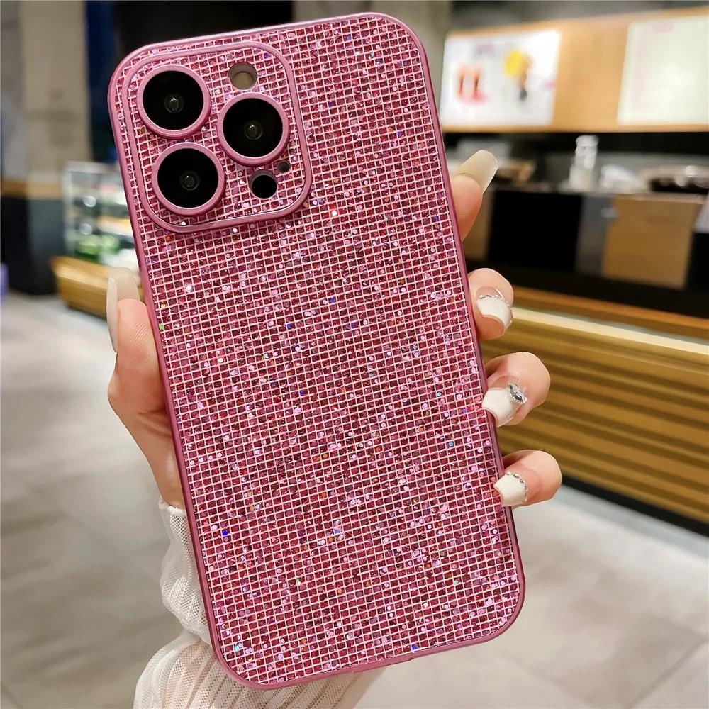 Hight End Black Bling Glitter Noble Case For For Iphone 1 14 13 12 Pro Max 11 Lens Film Protection Soft TPU Shockproof Cover