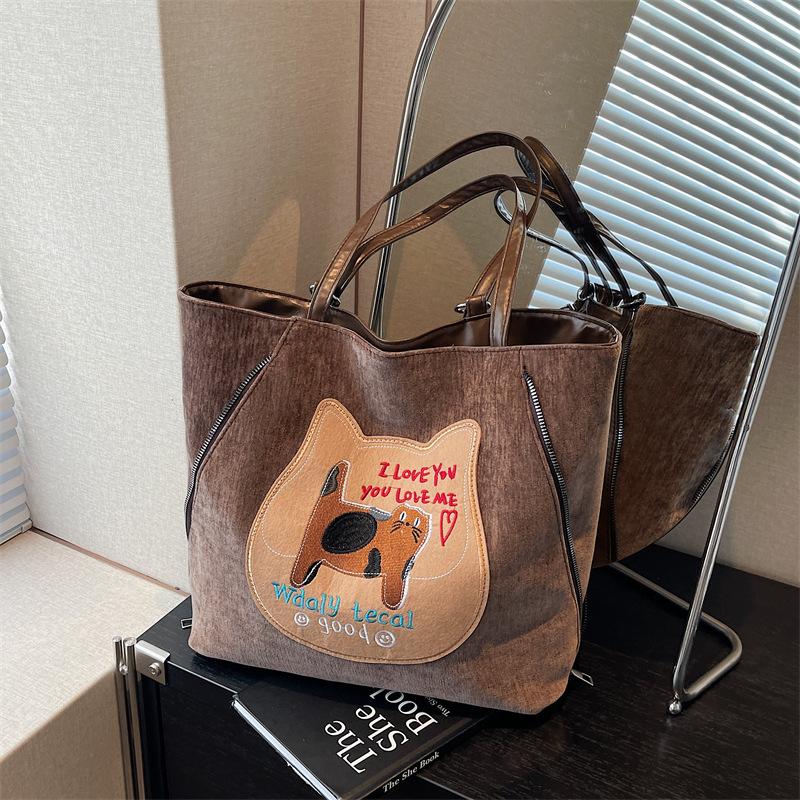 Backpack Bag Women'S Autumn High-Value Biscuits Cat Tote Bag Large-Capacity Shoulder Bag