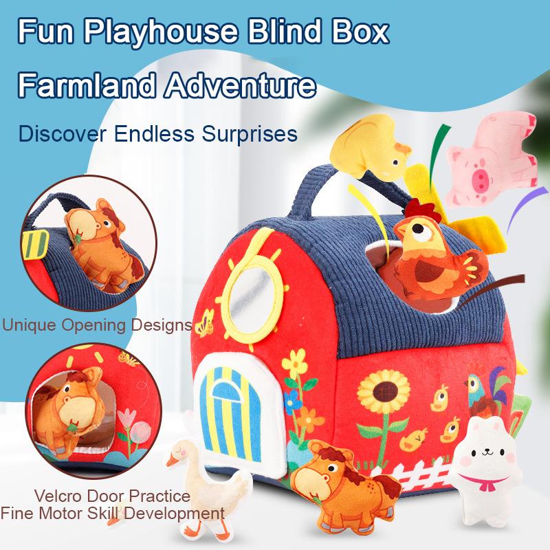 Montessori Sensory Farmhouse With Surprise Barn - Plush Animal Toy Set & Tactile Activities For Infants 6M+ To Toddlers 3 Years