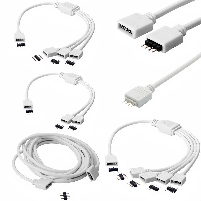 RGB LED Strip Controller Extension & Splitter, 4-Pin Multi-Head Adapter, 30CM-5M
