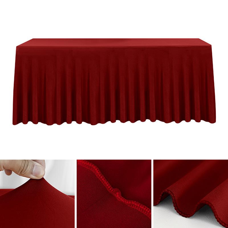 Spandex Rectangle Table Skirts 4/5/6/8ft Fitted Table Cover Wrinkle Resistant Cloth for Hotel Wedding Anniversary Party Decor