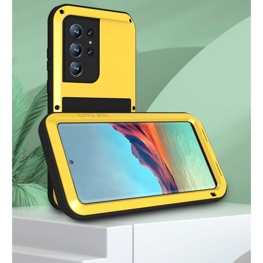 Love Mei Case for Samsung Galaxy S22 Ultra, Rugged, No Glass, Yellow