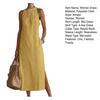Vestito estivo da donna senza maniche con girocollo, tunica, vestito canotta, casual, ampio, boho, da spiaggia, con spacco laterale, abito estivo
