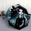 1pc Under the Moonlit Sky Wednesday Automatic Opening and Closing Cartoon Umbrella - Small Umbrella Suitable for Various Occasions I096