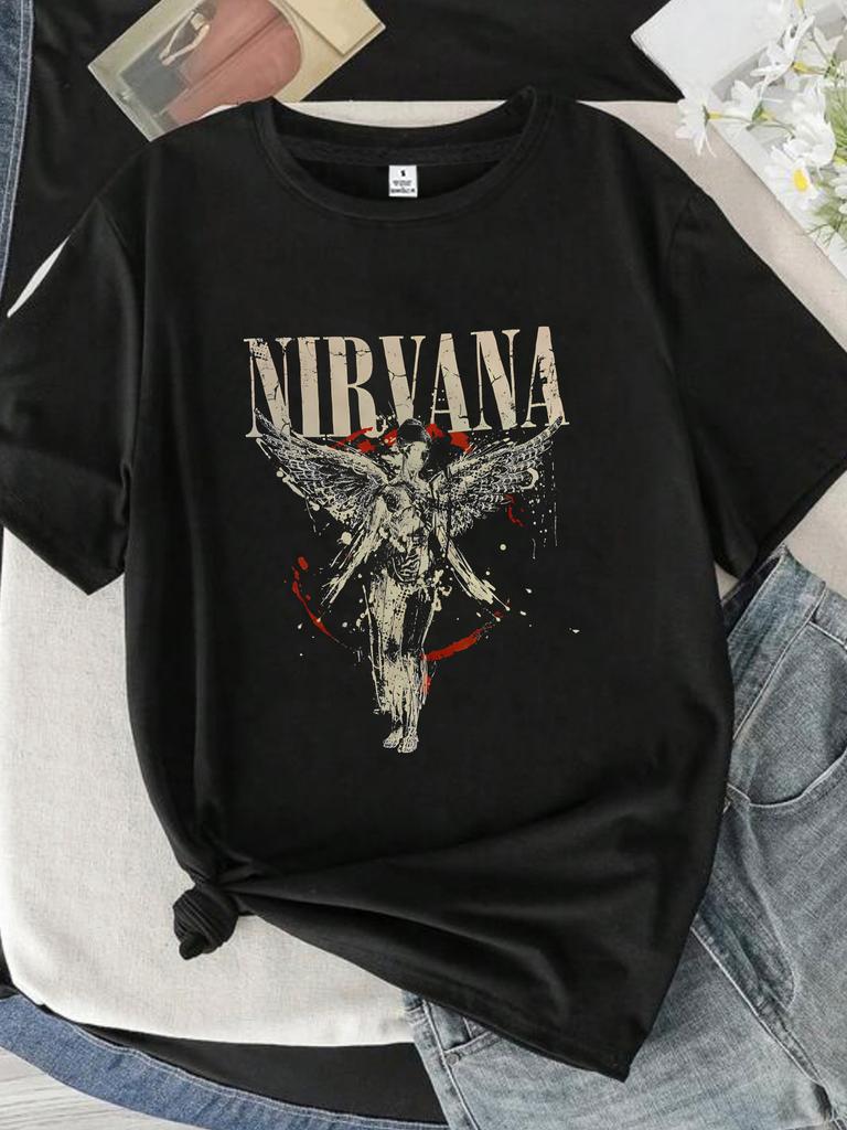 New Nirvana Rock Band 100 Cotton Tshirt Hiphop Oversized Y2K Tee Mens And Womens Casual Loose Streetwear Outdoor