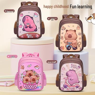 Mochila Capivara Casca Dura Desenho Animado: Leve, Grande Capacidade, Multifuncional para Crianças do Ensino Fundamental