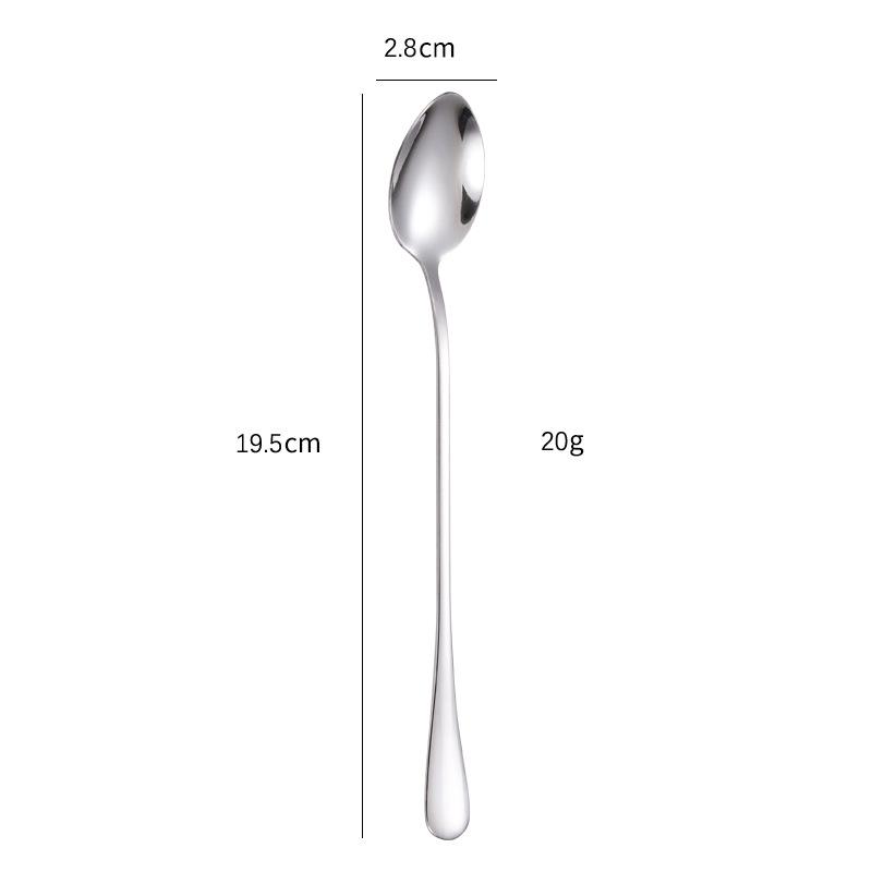 Stainless Steel Long Handle Dessert Spoon for Ice Cream and Coffee