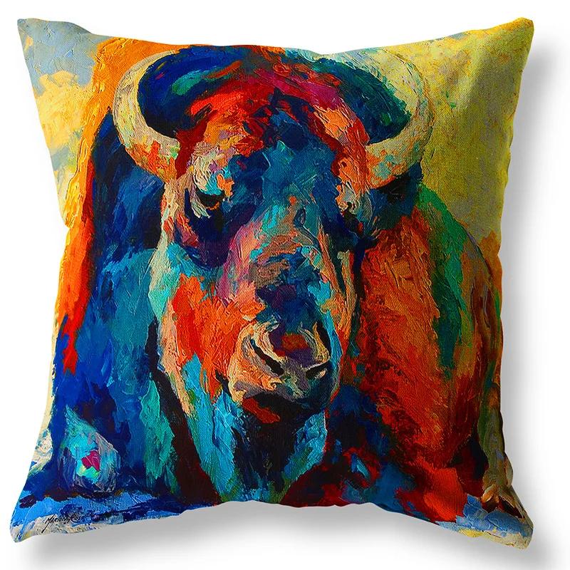 

Диванная подушка, животное, картина маслом, наволочка, цифровая печать, домашний декор, абстрактное искусство 30x30cm