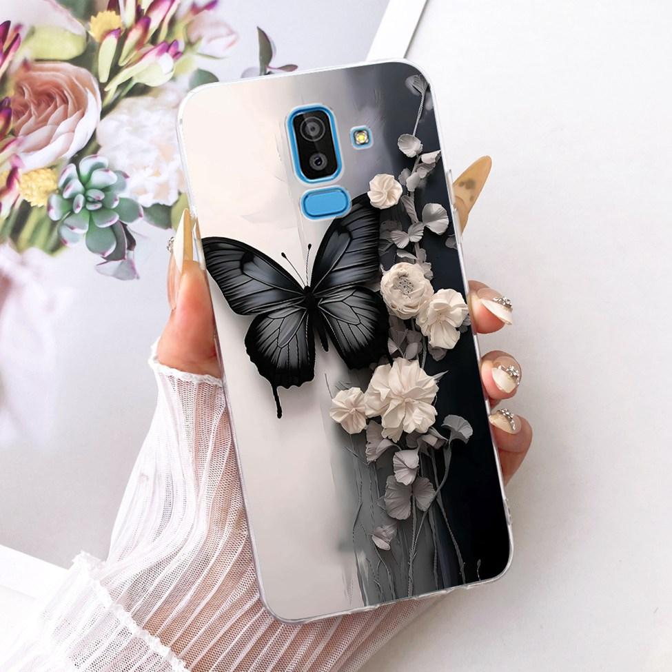 Clear Cover For Samsung J8 2018 Case SM-J810G Cute Cat Fashion Butterfly Funny 2D Painted Casing For Samsung Galaxy J8 2018