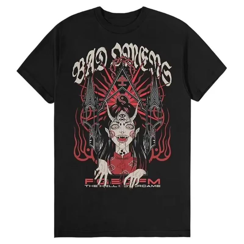 Schlechter Unisex-Band Metallkern Rock Amerikanischer Retro Lässiges Lockeres Drucken Unisex und Damen Baumwolle Kurzarm T-Shirt Sommer T-Shirt
