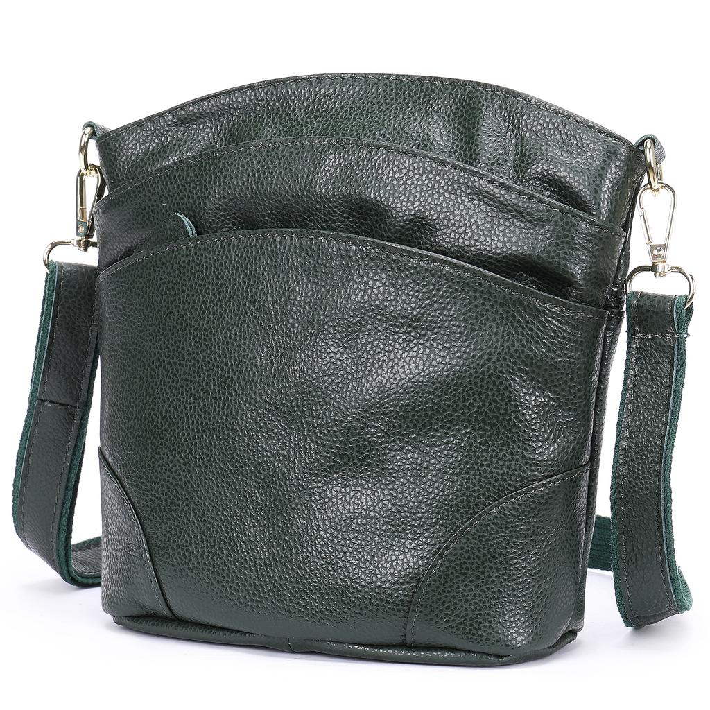 Brand Design Luxury Ladies Bucket Messenger Bag Genuine Leather Single Shoulder Bag Large Capacity Female Solid Color Handbag