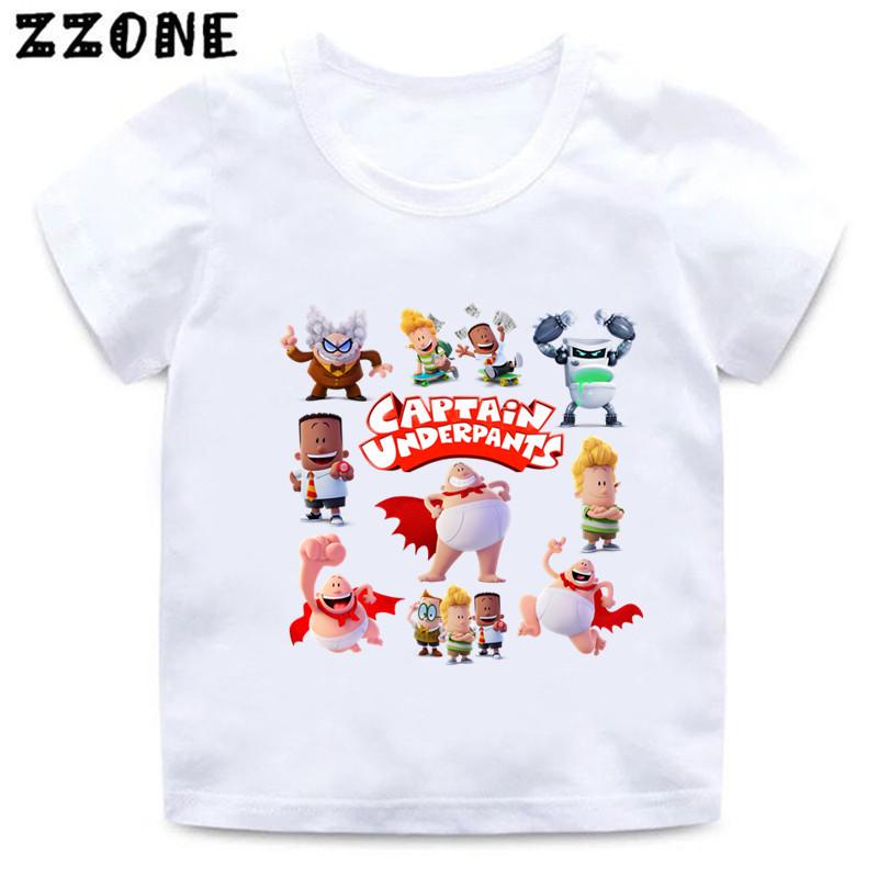 Boys and Girls Captain Underpants Cartoon Print T shirt Kids Funny Casual Clothes Baby Tops Children Summer Short Sleeve Tshirt