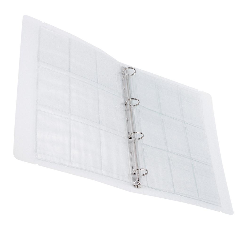 Transparent Binder Photo Organizer Badge Storage Book Perforated Ring Collection Folder 6 Pages(Shell 9 Hole Inner Page