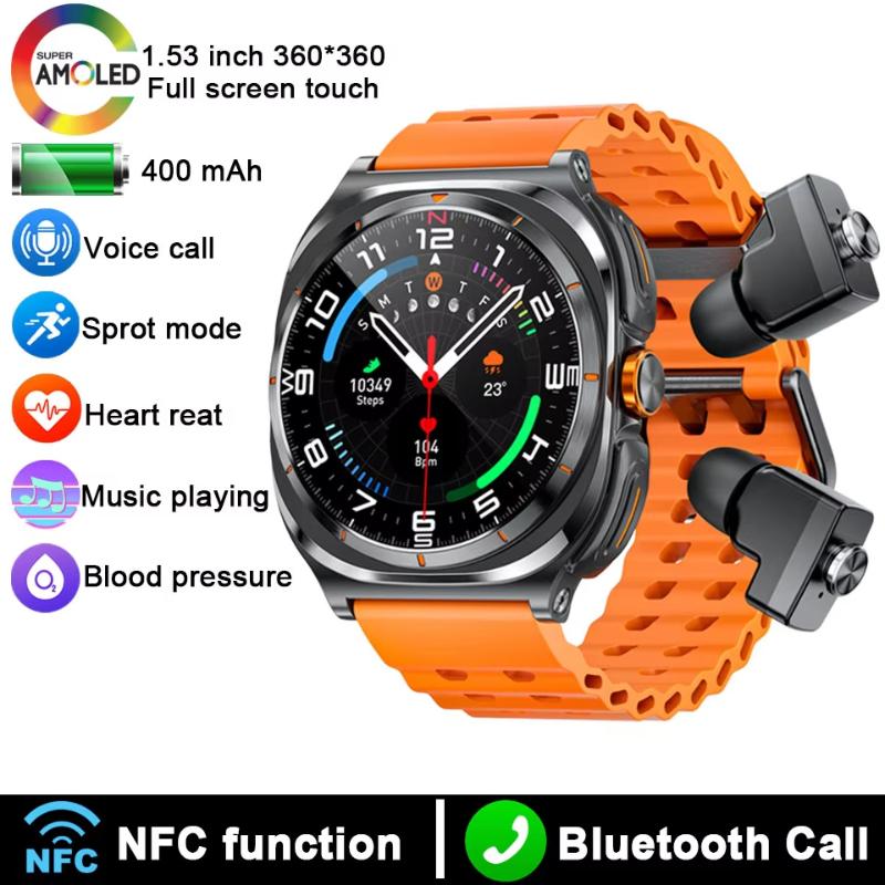 2025 New TWS Smart Watch 2 in 1 With Earphone BT Call Men Watches GPS Track Monitor Play Sport Music SmartWatch For Android IOS