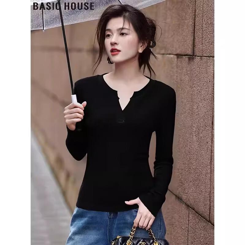 

Базовая женская футболка Basic House с V-образным вырезом и длинным рукавом M