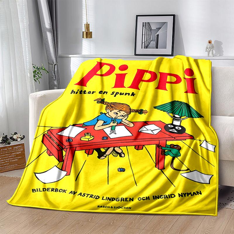 Pippi Longstocking Flannel Blanket Soft Warm All-Season Throw, Design for Camping, Car Travel, Hiking Sofa, Bed, Office Perfect Gift for Parties