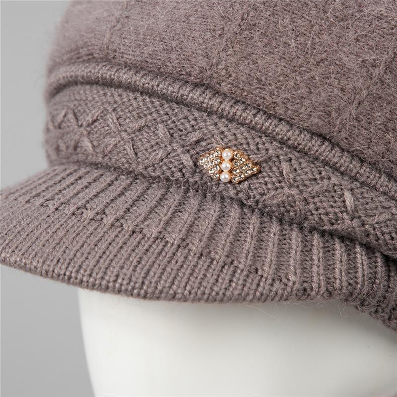 Kaninchenfell Strickwollmütze Kinder Herbst und Winter Vielseitig Winter Warm Kaltmütze Schirmmütze