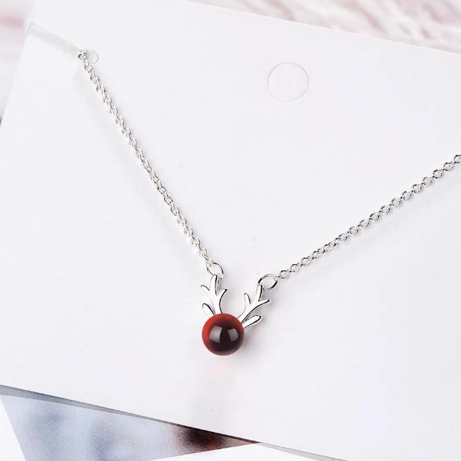Korean Style Cute Reindeer Antler Necklace for Women - Mori Style Versatile Clavicle Chain