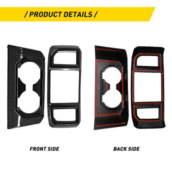 Fit Ford F150 2015- Carbon Fiber Rear Cup Holder &Air Vent Outlet Trim Cover