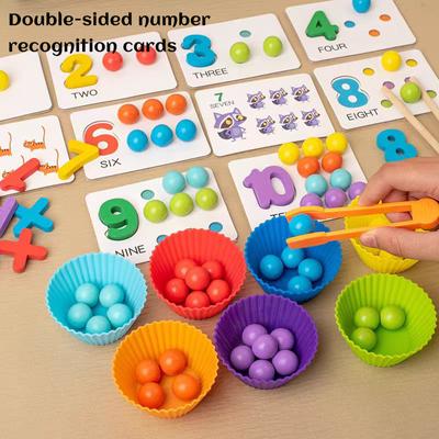 Wooden Montessori Clip Beads Toy Children Clip Ball Puzzle Toys  Fine Motor Training Color Sorting Matching Math Educational Toy