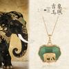 Gold-Plated Chinese Necklace with Jade Elephant Charm for Women