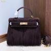 European and American Retro Suede Fringed Keli Bag 2025 New Autumn and Winter Leather Women's Bag Lock Fashion Portable Shoulder Bag