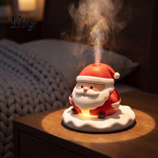 Christmas Table Decoration Santa Claus Humidifier, Mini Cool Mist Resin Atmosphere Night Light Humidifier with LED for Car Bedroom Home Office Silent