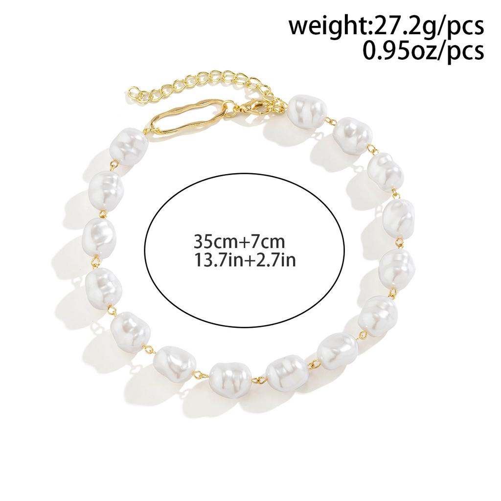 Fashion Baroque Big Pearl Necklace for Women Crystal Beads Choker Wedding Party Vintage Korean Jewelry