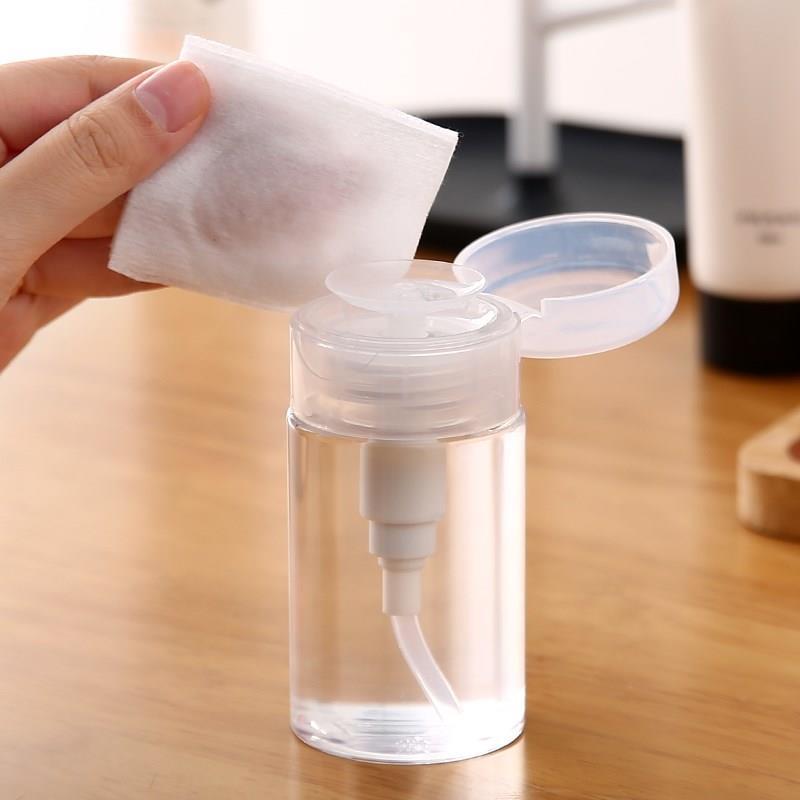 Makeup Remover Dual-Layer Travel Bottle: Portable, Hydrating, Press-Squeeze Design