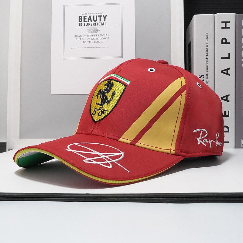 High Quality duckbill cap Men's and Women's Outdoor Sun Hats For Ferrari F1 team Monza GP Leclerc baseball cap Formula One Sainz KL8
