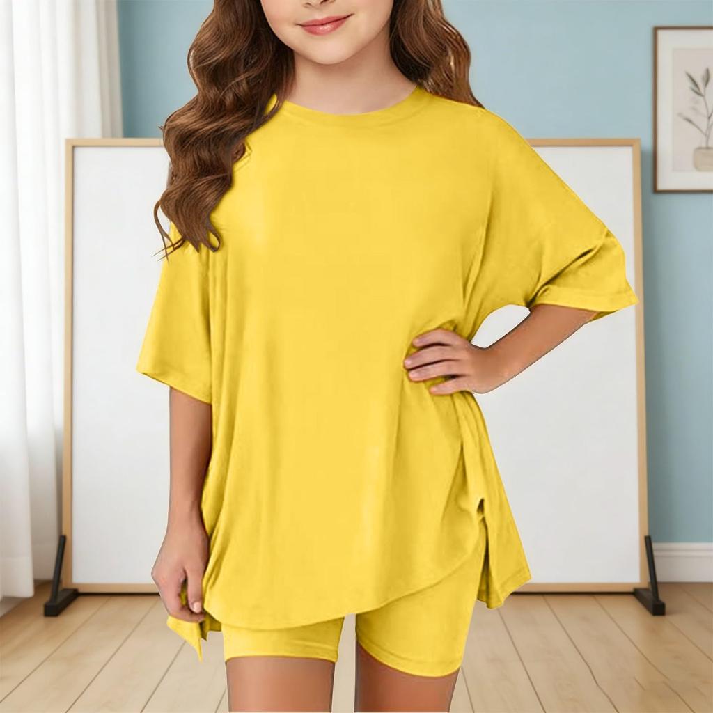 Sommeroutfits für Mädchen, 2-teilige Sets aus Hemden und Shorts, Frühlingsoutfits, Sportshorts-Sets für Teenager-Mädchen